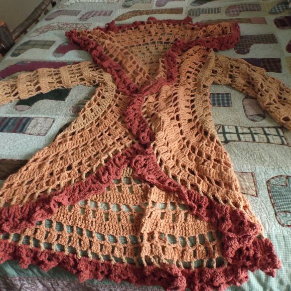 Hand Made Cotton Long Cardigan Boho Inspired - Picture 5 of 6